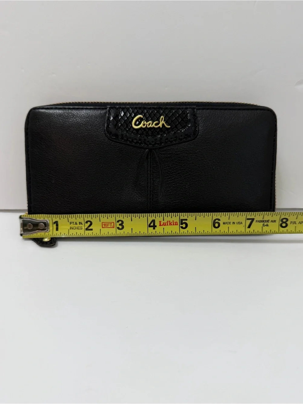 Coach Ashley Zip Around Accordion Leather Wallet Black
